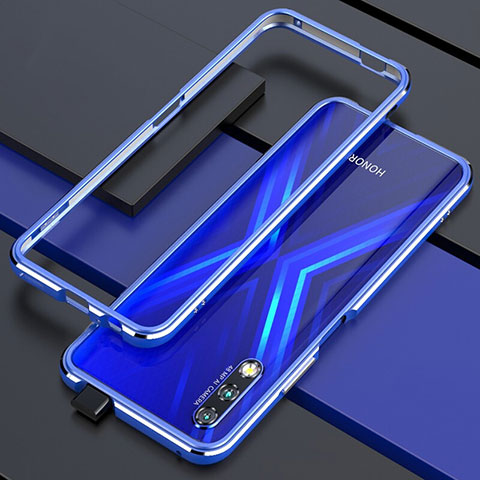 Custodia Lusso Alluminio Laterale Cover per Huawei P Smart Z (2019) Blu