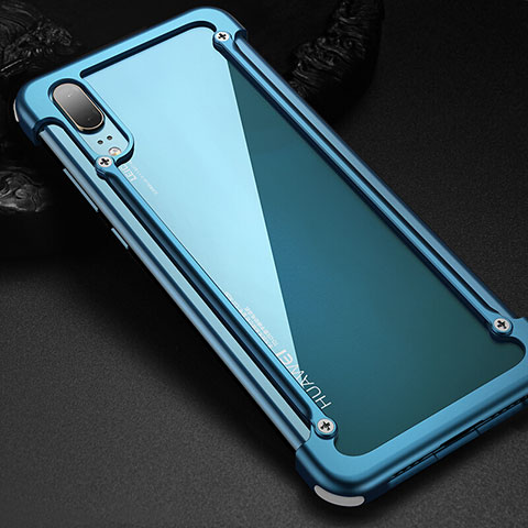 Custodia Lusso Alluminio Laterale Cover per Huawei P20 Cielo Blu