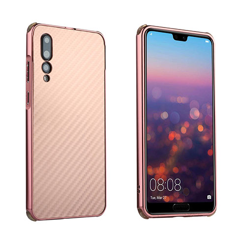 Custodia Lusso Alluminio Laterale Cover per Huawei P20 Pro Oro Rosa