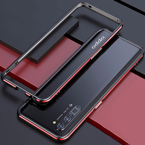 Custodia Lusso Alluminio Laterale Cover per Oppo Find X2 Lite Rosso