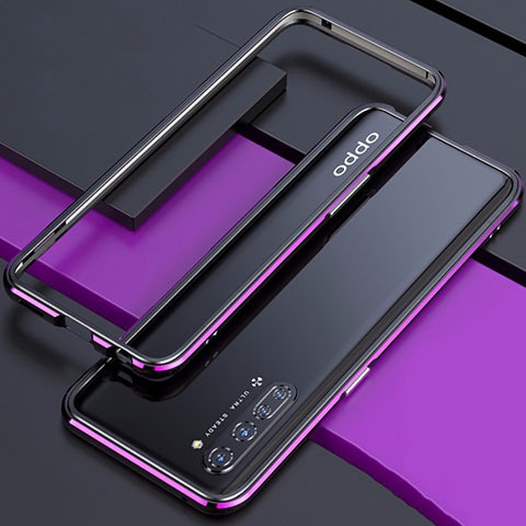 Custodia Lusso Alluminio Laterale Cover per Oppo Find X2 Lite Viola