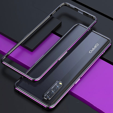 Custodia Lusso Alluminio Laterale Cover per Oppo Find X2 Viola