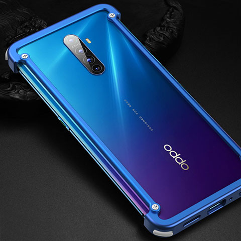 Custodia Lusso Alluminio Laterale Cover per Oppo Reno Ace Blu