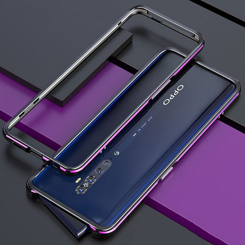 Custodia Lusso Alluminio Laterale Cover per Oppo Reno2 Viola