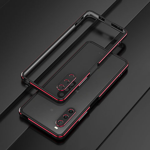 Custodia Lusso Alluminio Laterale Cover per Sony Xperia 10 V Rosso e Nero