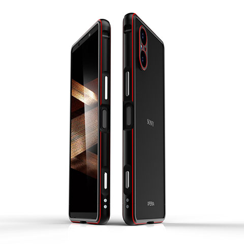 Custodia Lusso Alluminio Laterale Cover per Sony Xperia 5 V Rosso e Nero