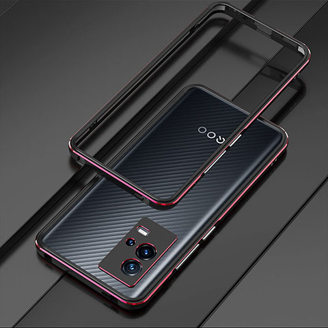 Custodia Lusso Alluminio Laterale Cover per Vivo iQOO 8 Pro 5G Rosso e Nero