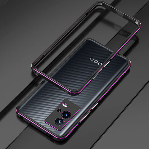 Custodia Lusso Alluminio Laterale Cover per Vivo iQOO 8 Pro 5G Viola