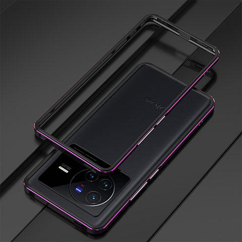 Custodia Lusso Alluminio Laterale Cover per Vivo X80 Pro 5G Viola