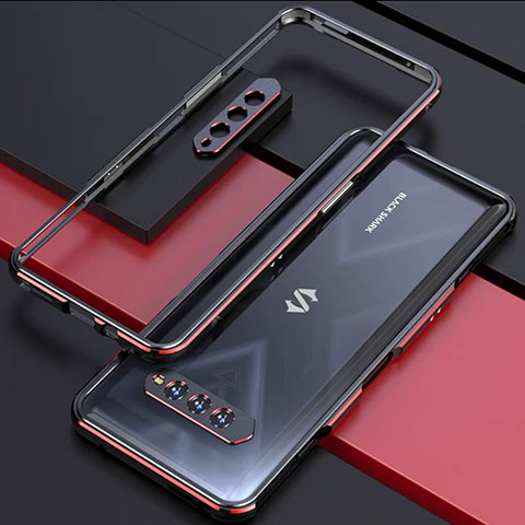 Custodia Lusso Alluminio Laterale Cover per Xiaomi Black Shark 5 RS 5G Rosso e Nero