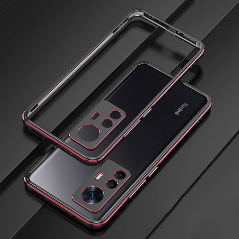 Custodia Lusso Alluminio Laterale Cover per Xiaomi Mi 12T 5G Rosso e Nero