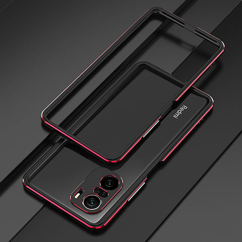 Custodia Lusso Alluminio Laterale Cover per Xiaomi Poco F3 5G Rosso e Nero