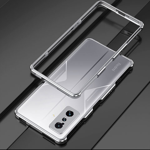 Custodia Lusso Alluminio Laterale Cover per Xiaomi Poco F4 GT 5G Argento