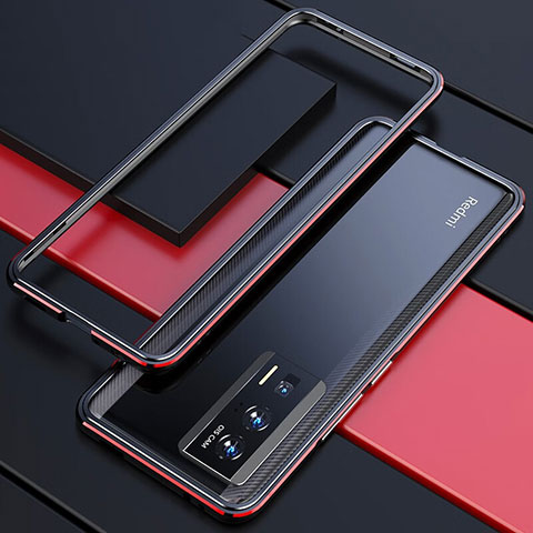 Custodia Lusso Alluminio Laterale Cover per Xiaomi Redmi K60 Pro 5G Rosso e Nero