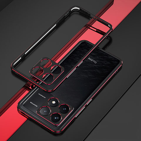 Custodia Lusso Alluminio Laterale Cover per Xiaomi Redmi K70 Pro 5G Rosso e Nero