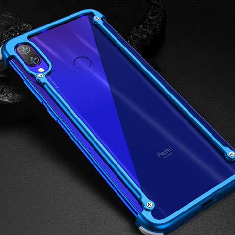 Custodia Lusso Alluminio Laterale Cover per Xiaomi Redmi Note 7 Blu