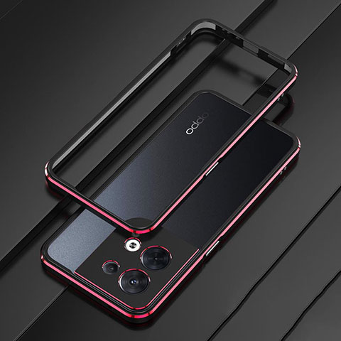 Custodia Lusso Alluminio Laterale Cover S01 per Oppo Reno9 5G Rosso e Nero