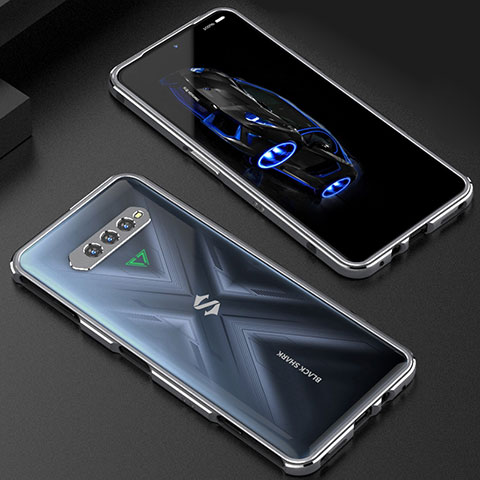 Custodia Lusso Alluminio Laterale Cover S01 per Xiaomi Black Shark 5 RS 5G Argento