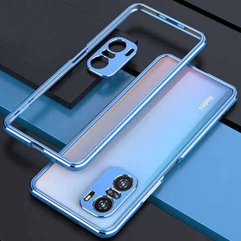 Custodia Lusso Alluminio Laterale Cover S01 per Xiaomi Mi 11i 5G Blu