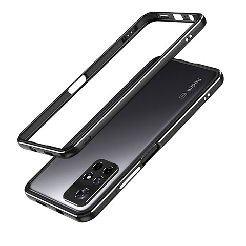 Custodia Lusso Alluminio Laterale Cover S01 per Xiaomi Poco M4 Pro 5G Nero