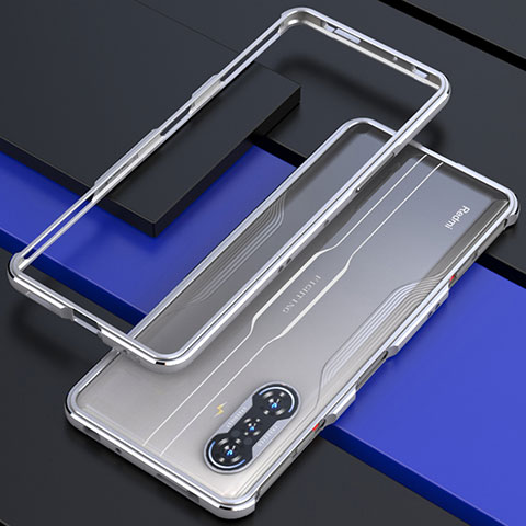 Custodia Lusso Alluminio Laterale Cover S02 per Xiaomi Poco F3 GT 5G Argento
