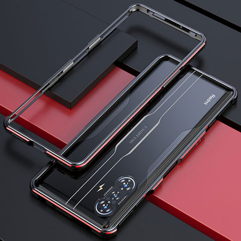 Custodia Lusso Alluminio Laterale Cover S02 per Xiaomi Poco F3 GT 5G Rosso e Nero