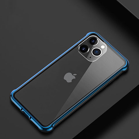 Custodia Lusso Alluminio Laterale Cover T01 per Apple iPhone 11 Pro Blu