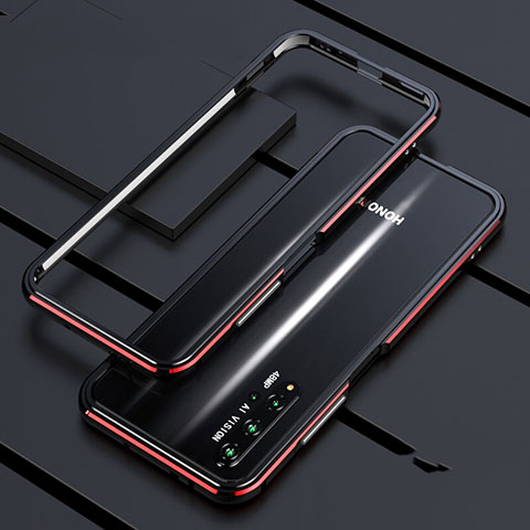 Custodia Lusso Alluminio Laterale Cover T01 per Huawei Honor 20 Rosso e Nero