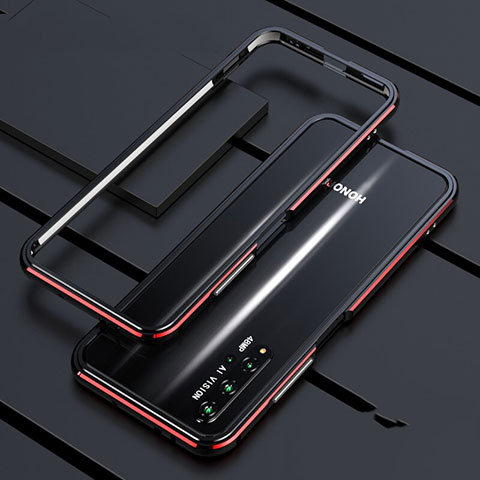Custodia Lusso Alluminio Laterale Cover T01 per Huawei Honor 20S Rosso e Nero