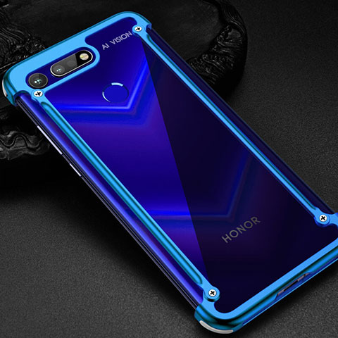 Custodia Lusso Alluminio Laterale Cover T01 per Huawei Honor View 20 Blu