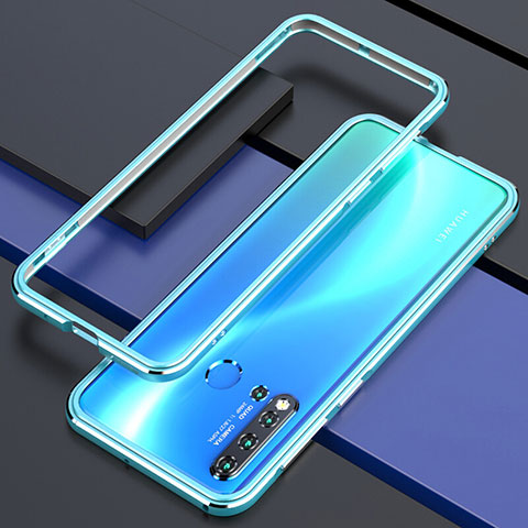 Custodia Lusso Alluminio Laterale Cover T01 per Huawei Nova 5i Ciano