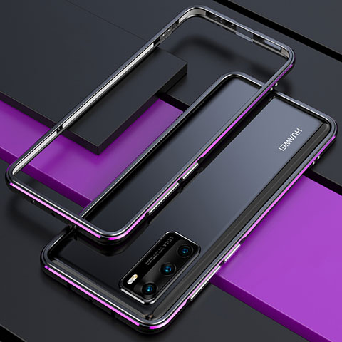 Custodia Lusso Alluminio Laterale Cover T01 per Huawei P40 Viola