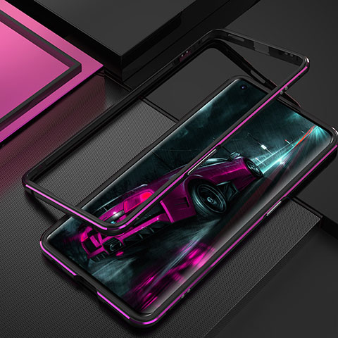 Custodia Lusso Alluminio Laterale Cover T01 per Oppo Find X2 Viola