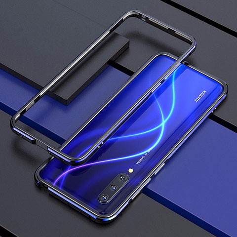 Custodia Lusso Alluminio Laterale Cover T01 per Xiaomi Mi A3 Blu e Nero