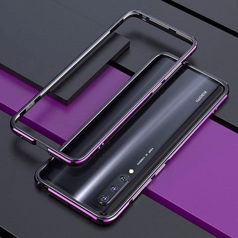 Custodia Lusso Alluminio Laterale Cover T01 per Xiaomi Mi A3 Viola