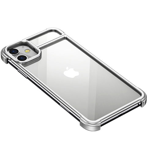 Custodia Lusso Alluminio Laterale Cover T02 per Apple iPhone 11 Argento