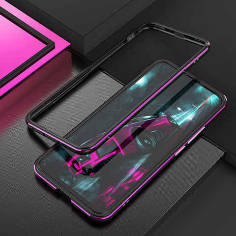 Custodia Lusso Alluminio Laterale Cover T02 per Huawei Nova 7 SE 5G Viola e Nero