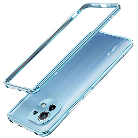 Custodia Lusso Alluminio Laterale Cover T02 per Xiaomi Mi 11 5G Blu