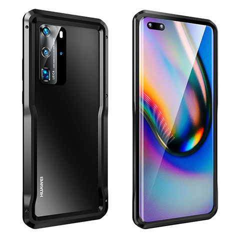 Custodia Lusso Alluminio Laterale Cover T03 per Huawei P40 Pro Nero