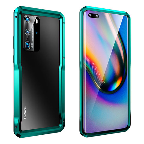 Custodia Lusso Alluminio Laterale Cover T03 per Huawei P40 Pro Verde