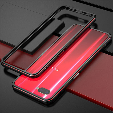 Custodia Lusso Alluminio Laterale per Oppo K1 Rosso e Nero