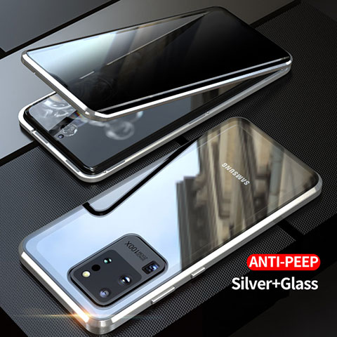 Custodia Lusso Alluminio Laterale Specchio 360 Gradi Cover LK1 per Samsung Galaxy S20 Ultra Argento