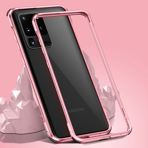 Custodia Lusso Alluminio Laterale Specchio 360 Gradi Cover LK3 per Samsung Galaxy S20 Ultra 5G Oro Rosa