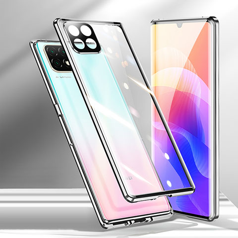 Custodia Lusso Alluminio Laterale Specchio 360 Gradi Cover M01 per Huawei Enjoy 20 5G Argento