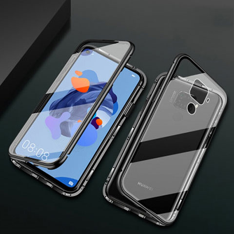 Custodia Lusso Alluminio Laterale Specchio 360 Gradi Cover M01 per Huawei Mate 30 Lite Nero