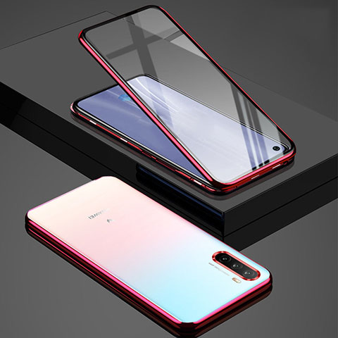 Custodia Lusso Alluminio Laterale Specchio 360 Gradi Cover M01 per Huawei Mate 40 Lite 5G Rosso