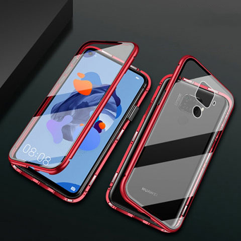 Custodia Lusso Alluminio Laterale Specchio 360 Gradi Cover M01 per Huawei Nova 5z Rosso