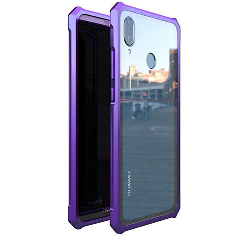 Custodia Lusso Alluminio Laterale Specchio 360 Gradi Cover M01 per Huawei P20 Lite Viola