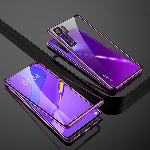 Custodia Lusso Alluminio Laterale Specchio 360 Gradi Cover M01 per Huawei P40 Lite 5G Viola