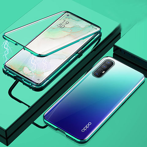 Custodia Lusso Alluminio Laterale Specchio 360 Gradi Cover M01 per Oppo Reno3 Pro Verde